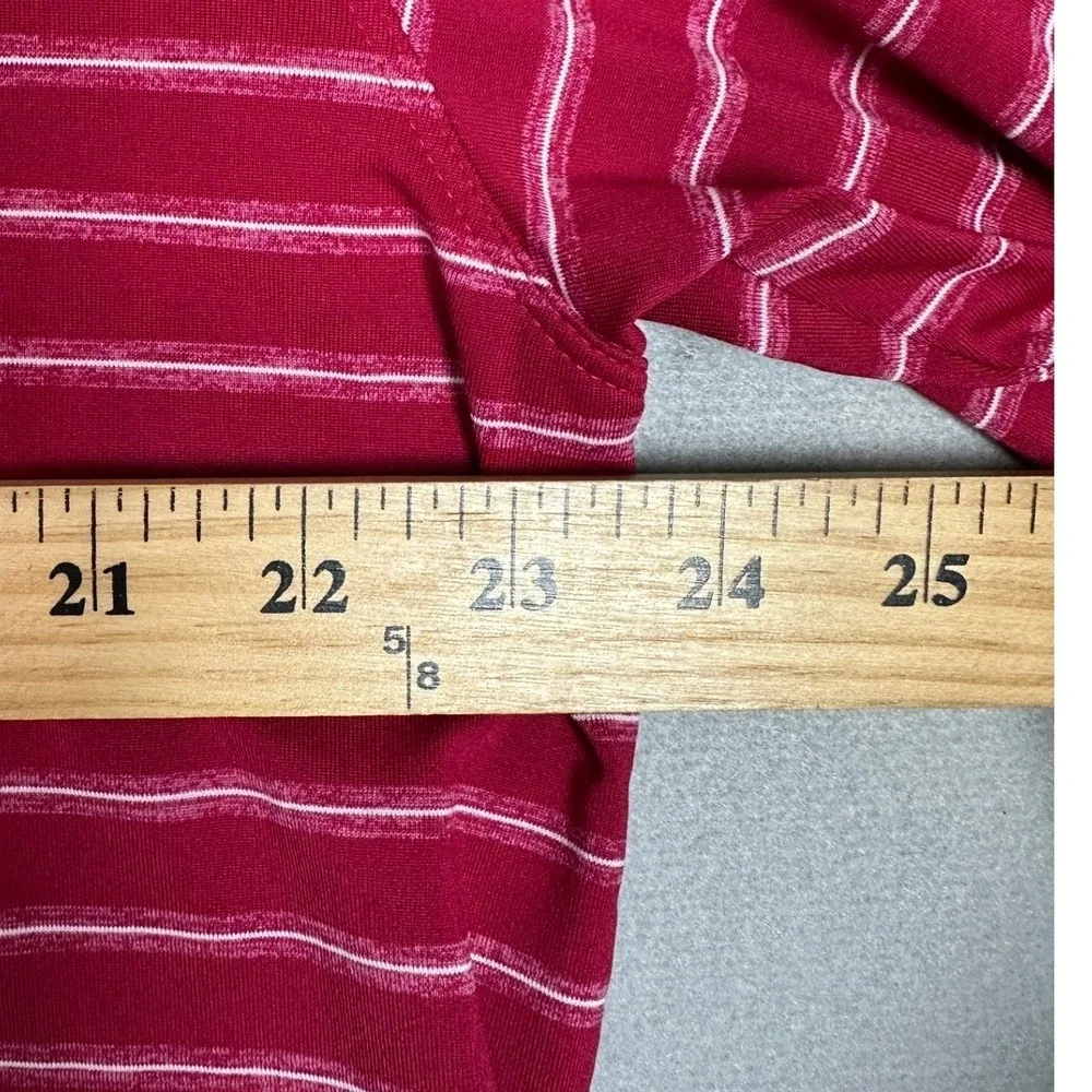 Nike Golf Polo Shirt Mens Large Red Striped Dri-Fit Performance Stretch Rugby